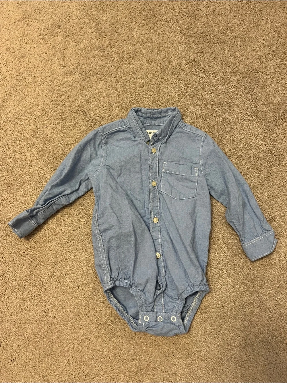 Carter's Blue Long-Sleeve Button Bodysuit Shirt
